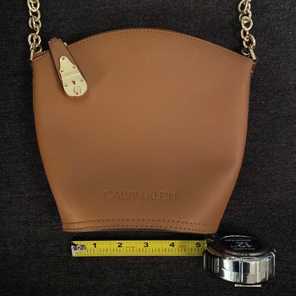 Brown, adjustable crossbody, Calvin Klein purse with gold hardware. - Picture 7 of 12
